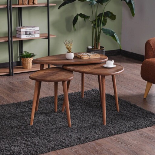Set masute de cafea, Hanah Home, Alvin, MDF , Maro