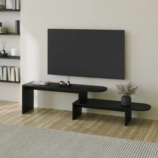Comoda TV, Hanah Home, Puzzle, PAL, Negru