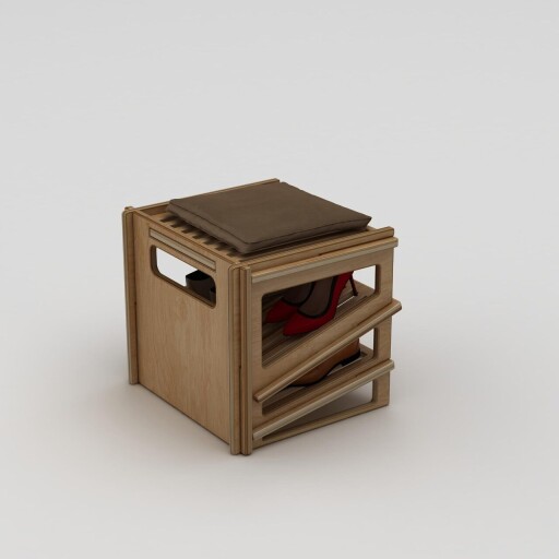 Pantofar, Hanah Home, Jolly, 44x42x44 cm, Placaj, Lemn natural