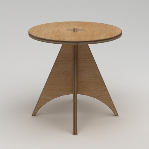 Masa, Hanah Home, Arcus, 75x75x75 cm, Placaj, Lemn natural