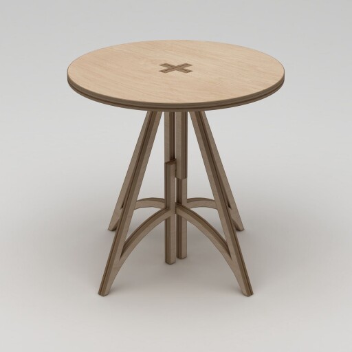 Masa, Hanah Home, Orbis, 75x75x75 cm, Placaj, Lemn natural