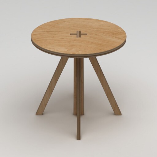 Masa, Hanah Home, Tripus, 75x75x75 cm, Placaj, Lemn natural