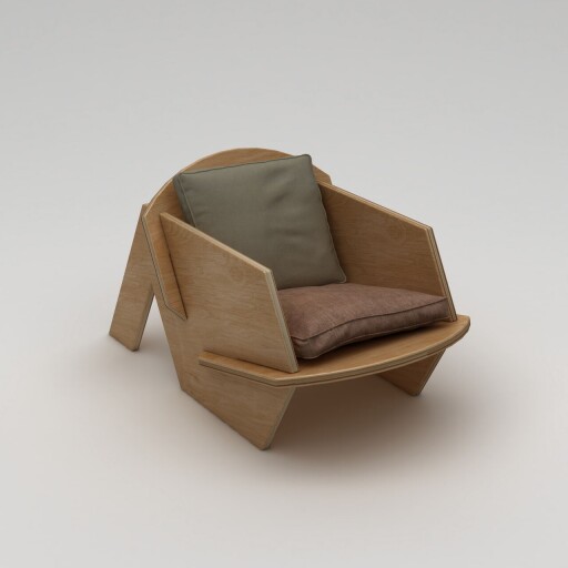 Fotoliu, Hanah Home, Bird, 70x56x54 cm, Placaj, Lemn natural