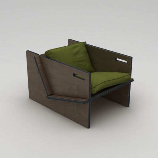 Fotoliu, Hanah Home, Winner, 74x57x92 cm, Placaj, Lemn natural / Verde