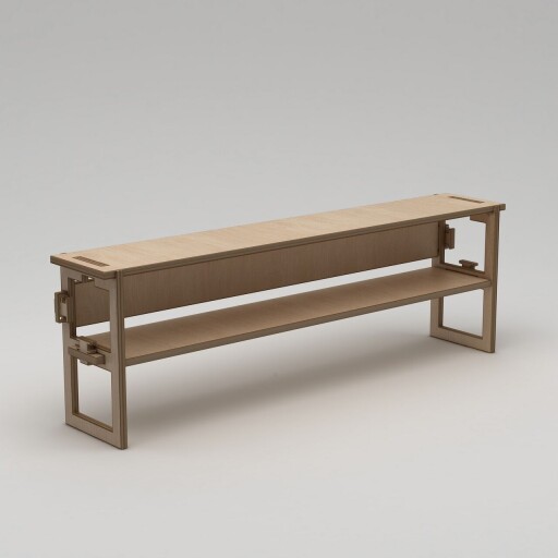 Comoda TV, Hanah Home, Linea, 220x70x38 cm, Placaj, Lemn natural