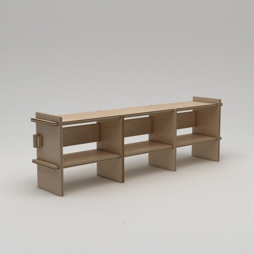 Comoda TV, Hanah Home, Lucis, 220x70x38 cm, Placaj, Lemn natural