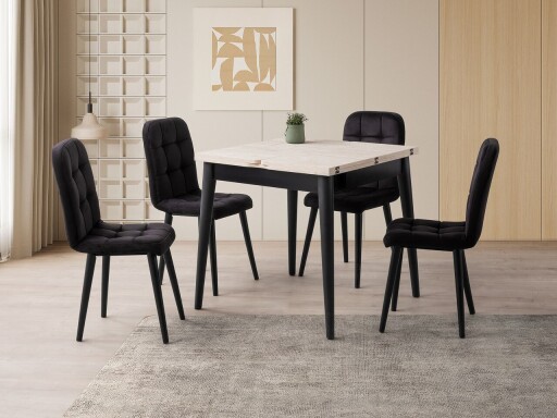 Masa extensibila, Hanah Home, Totem, PAL, Travertin / Negru