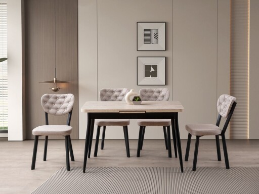 Masa extensibila, Hanah Home, Ay, PAL, Travertin / Negru