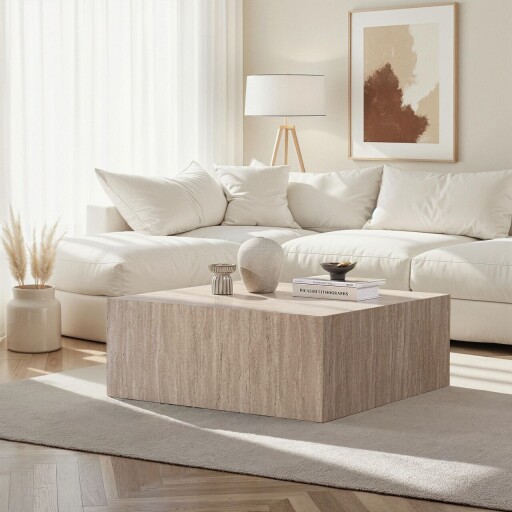 Masuta de cafea, Hanah Home, Prizma, 90x35x90 cm, MDF , Travertin