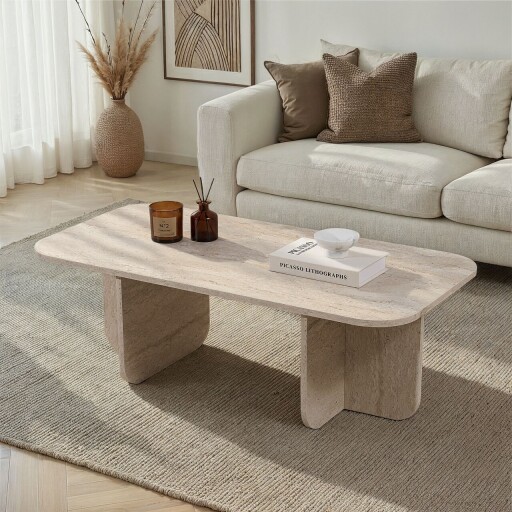 Masuta de cafea, Hanah Home, Akira, 120x41x60 cm, PAL, Travertin