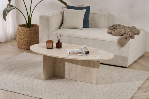 Masuta de cafea, Hanah Home, Orba, 120x40x65 cm, PAL, Travertin