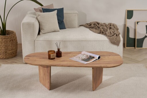 Masuta de cafea, Hanah Home, Ovalis, 130x40x65 cm, PAL, Maro