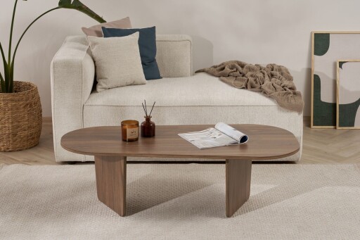 Masuta de cafea, Hanah Home, Ovalis, 130x40x65 cm, PAL, Maro