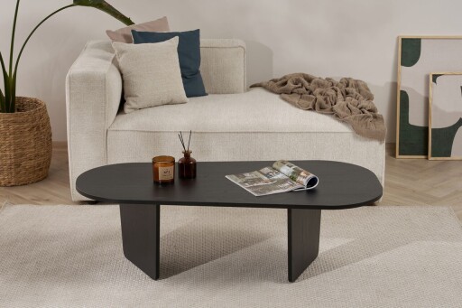 Masuta de cafea, Hanah Home, Ovalis, 130x40x65 cm, PAL, Negru