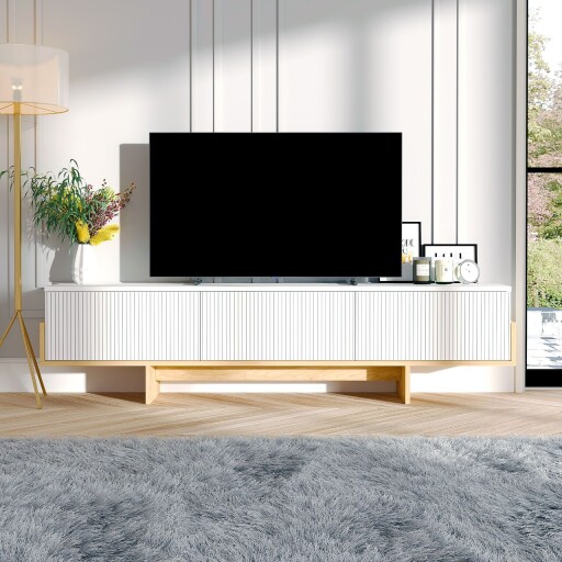 Comoda TV, Hanah Home, Hege, 180x44.6x30 cm, PAL, Stejar alb / safir