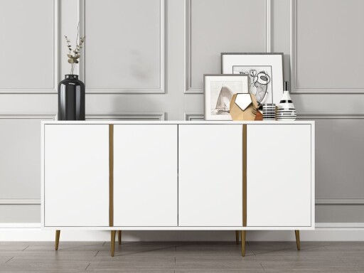 Consola, Hanah Home, Arven, 150x75x36 cm, PAL, Alb