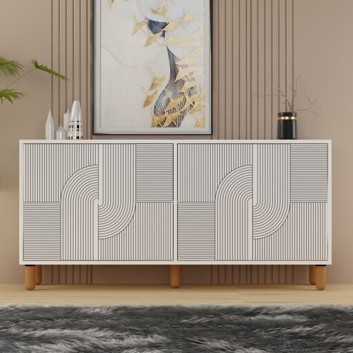 Consola, Hanah Home, Desso, 150x73x36 cm, PAL, Alb