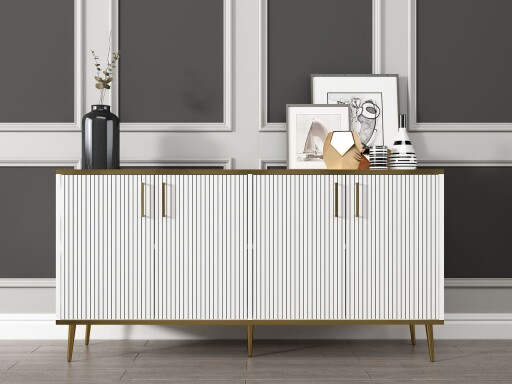 Consola, Hanah Home, Poly, 150x75x36 cm, PAL, Alb