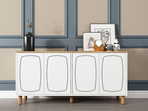 Consola, Hanah Home, Yekta, 150x73x36 cm, PAL, Stejar Safir / Alb