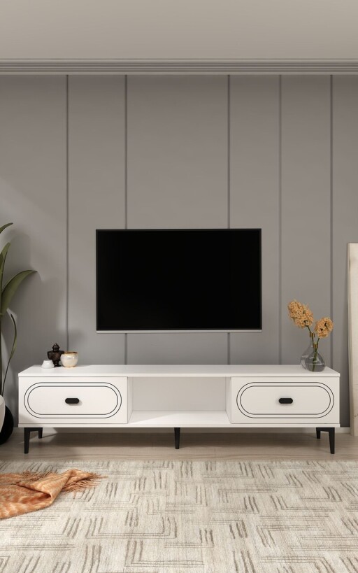 Comoda TV, Hanah Home, Weny, 150x40.6x29.6 cm, PAL , Alb
