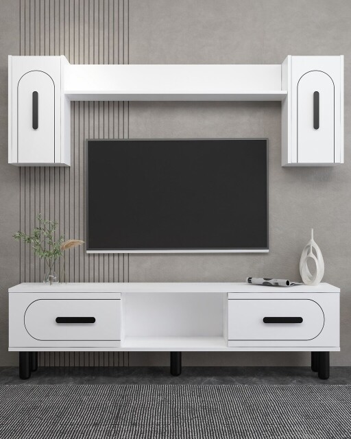 Comoda TV, Hanah Home, Yosun Bohem, 150x44.6x29.6 cm, PAL , Alb/Negru