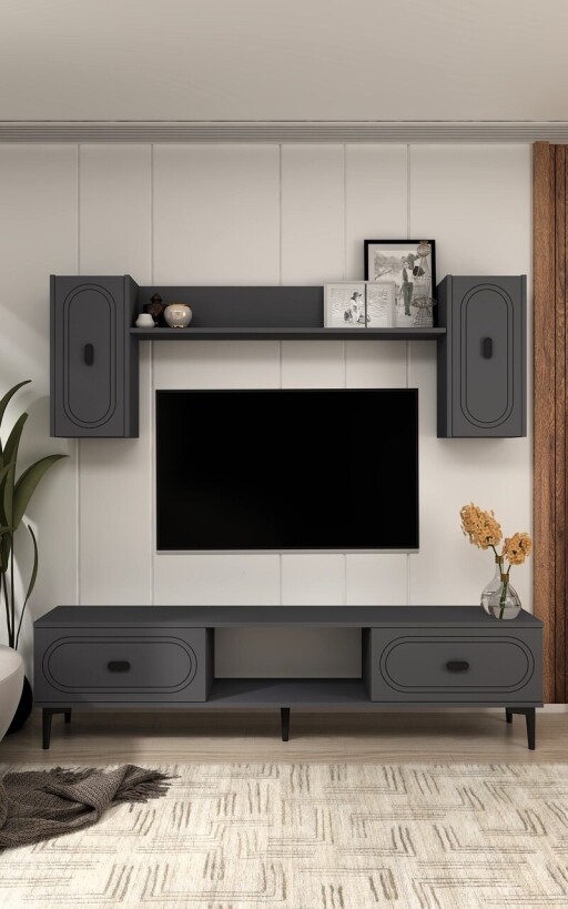 Comoda TV, Hanah Home, Weny, 150x44.6x29.6 cm, PAL , Antracit