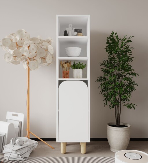 Dulap multifunctional, Hanah Home, Parma 1, 37x155x40 cm, PAL, Alb