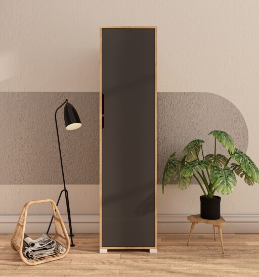 Dulap pentru haine, Hanah Home, Flora 47, 47x183x45 cm, PAL, Stejar safir / Antracit