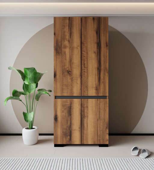 Dulap pentru haine, Hanah Home, Floransa 90, 90x210x52 cm, PAL, Nuc / Antracit