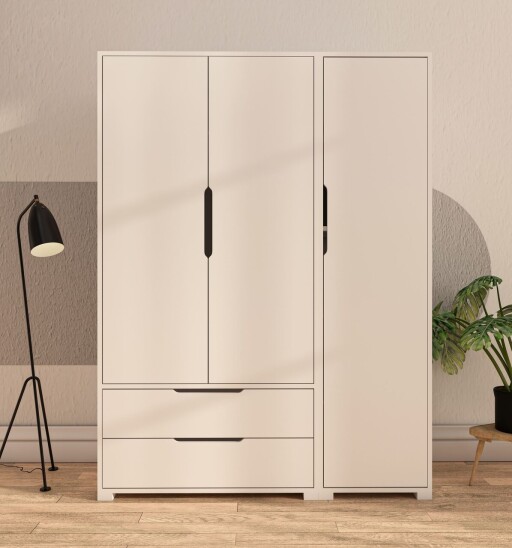 Dulap pentru haine, Hanah Home, Flora 137, 137x183x45 cm, PAL, Alb