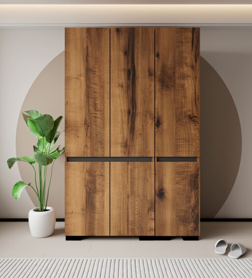 Dulap pentru haine, Hanah Home, Floransa 135, 135x210x52 cm, PAL, Nuc / Antracit