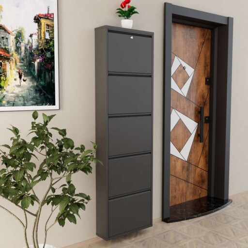 Pantofar, Hanah Home, Locking 5 Piece Metal, 50x169x15 cm, Metal, Antracit