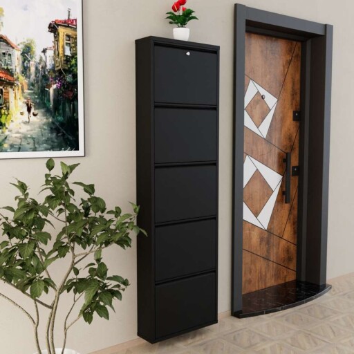 Pantofar, Hanah Home, Locking 5 Piece Metal, 50x169x15 cm, Metal, Negru