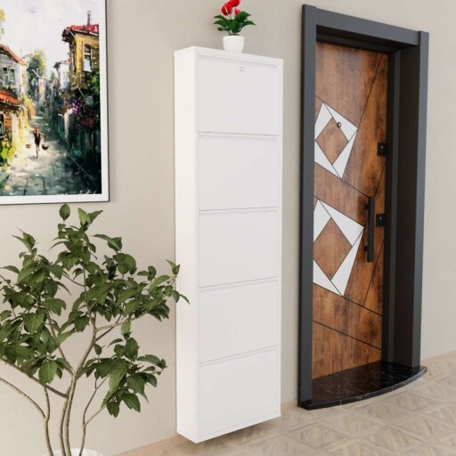 Pantofar, Hanah Home, Locking 5 Piece Metal, 50x169x15 cm, Metal, Alb
