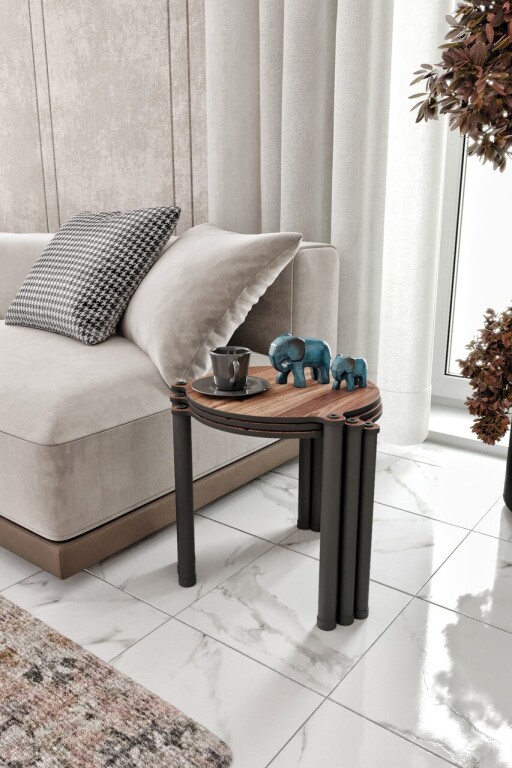 Set masute 3 piese, Hanah Home, Lavia 3, MDF , Maro