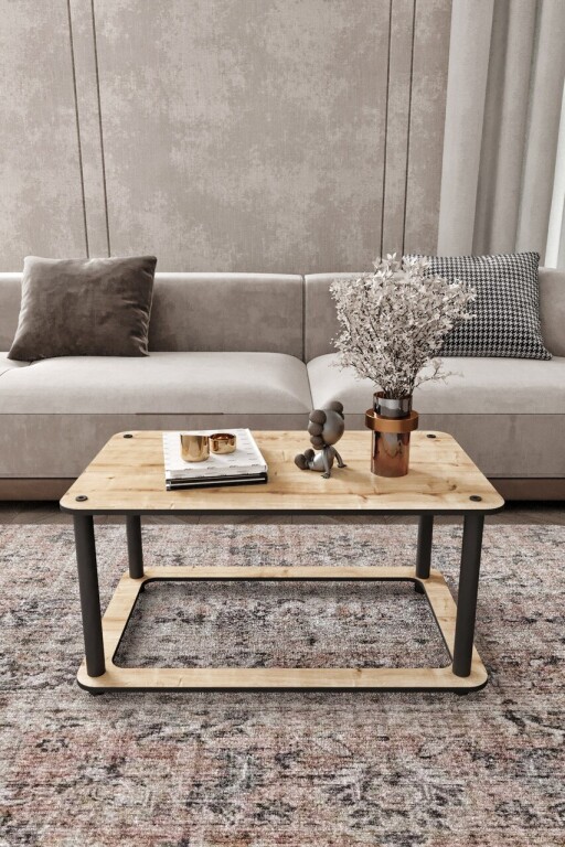 Masuta de cafea, Hanah Home, Hole Rect, 70x38x42 cm, MDF , Stejar
