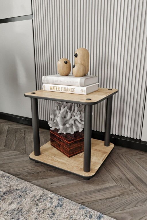 Masuta, Hanah Home, Bookcase 2-Tier Square, 34x38x34 cm, MDF , Stejar