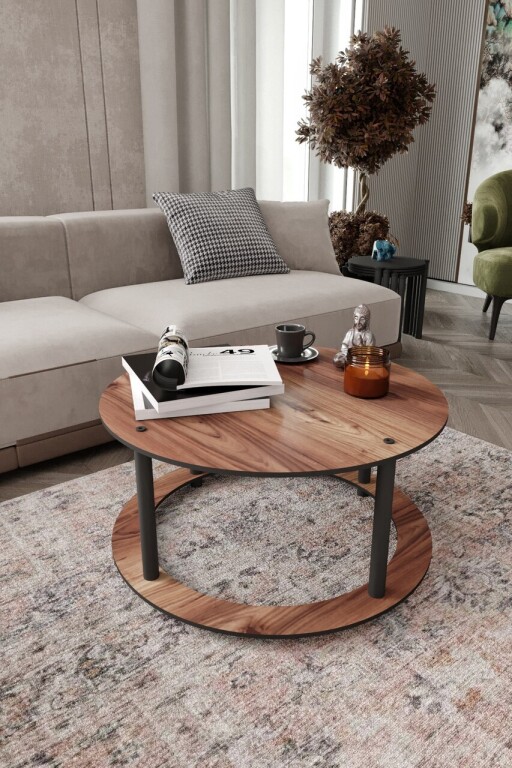 Masuta de cafea, Hanah Home, Hole Round, MDF , Maro