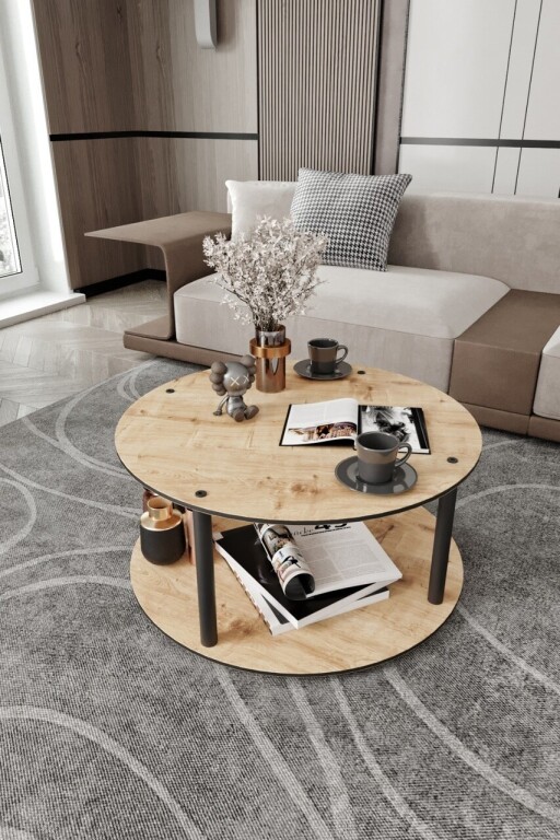 Masuta de cafea, Hanah Home, Masivo Round, MDF , Stejar