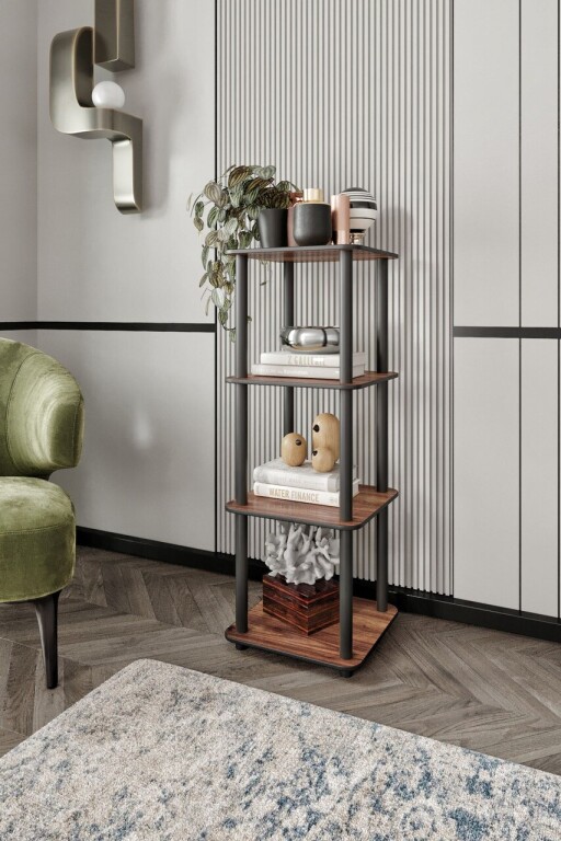 Corp biblioteca, Hanah Home, Bookcase 4 Tiers Square, 34x106x34 cm, MDF , Maro