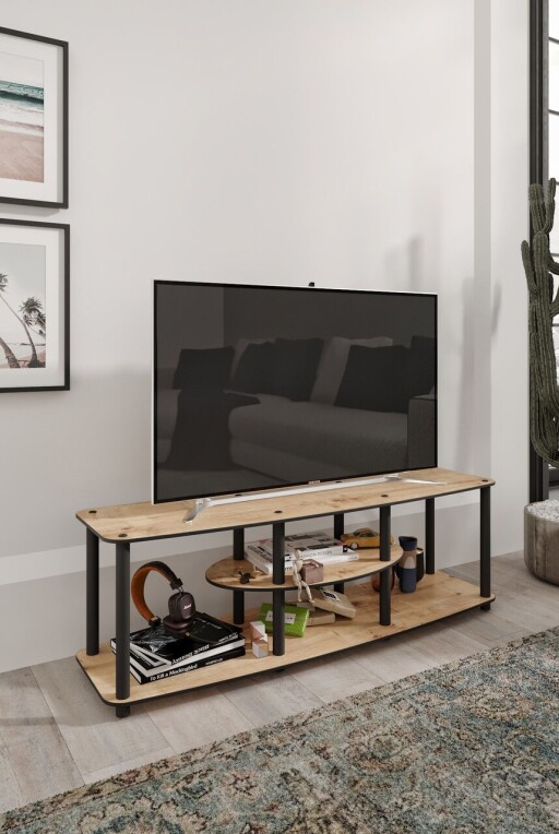 Comoda TV, Hanah Home, Mesivo, 120x35x38 cm, MDF , Stejar