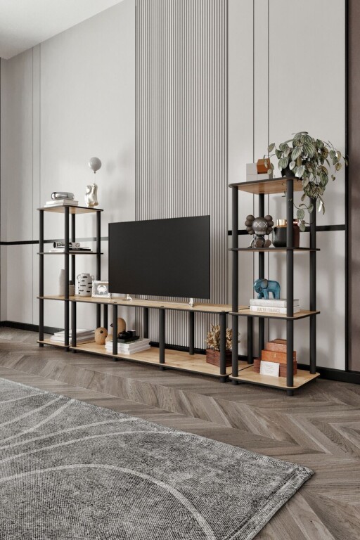 Comoda TV, Hanah Home, Grand, 188x106x34 cm, MDF , Stejar