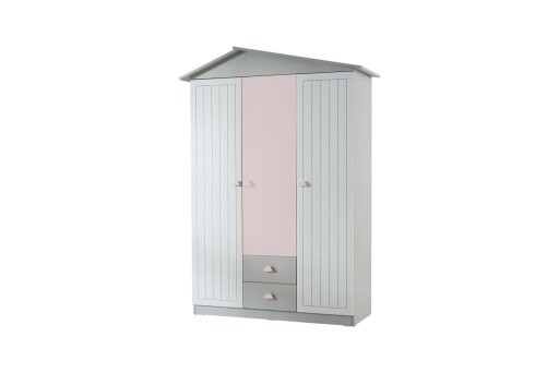 Dulap pentru haine, Hanah Home, Ayder, 130x204x57 cm, PAL, Roz / Gri