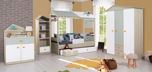 Dulap pentru haine, Hanah Home, Ayder New, 130x204x57 cm, PAL, Verde