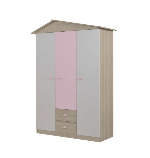 Dulap pentru haine, Hanah Home, Ayder New, 130x204x57 cm, PAL, Roz