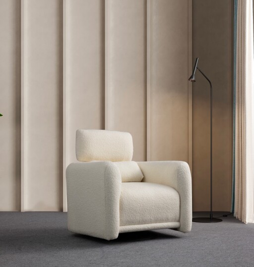 Fotoliu, Atelier del Sofa, 560ARE1748, Lemn de fag / PAL, Alb