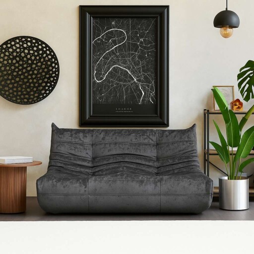 Canapea 2 locuri, Atelier del Sofa, 560ARE5218, PAL, Gri inchis