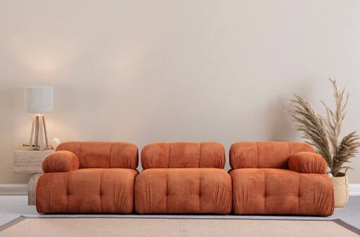 Canapea 3 locuri, Atelier del Sofa, 560ARE1553, Lemn de fag / PAL, Portocaliu