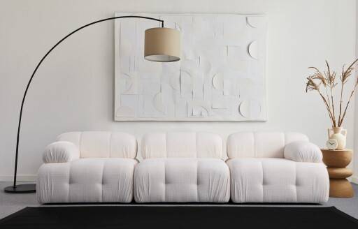Canapea 3 locuri, Atelier del Sofa, 560ARE1549, Lemn de fag / PAL, Alb