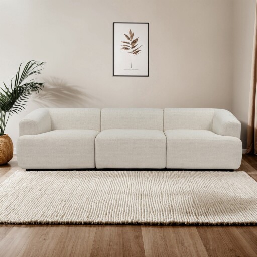 Canapea 3 locuri, Atelier del Sofa, 560ARE4104, Lemn, Alb